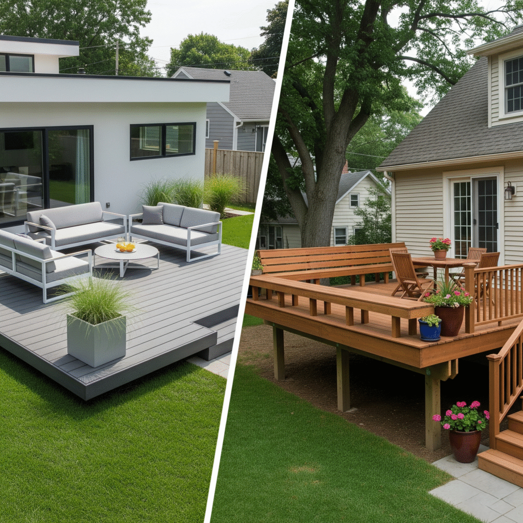 low floating deck vs. a high traditional deck