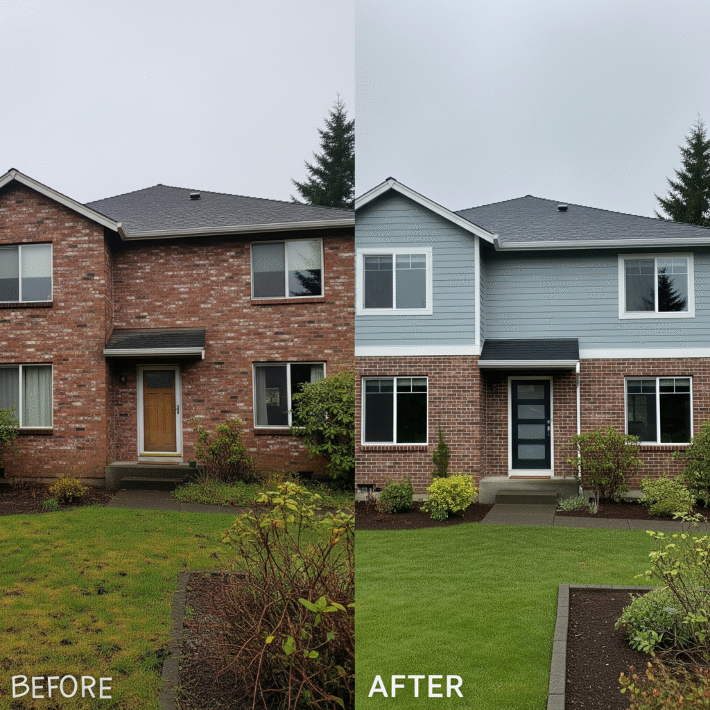 siding added to existing brickwork.