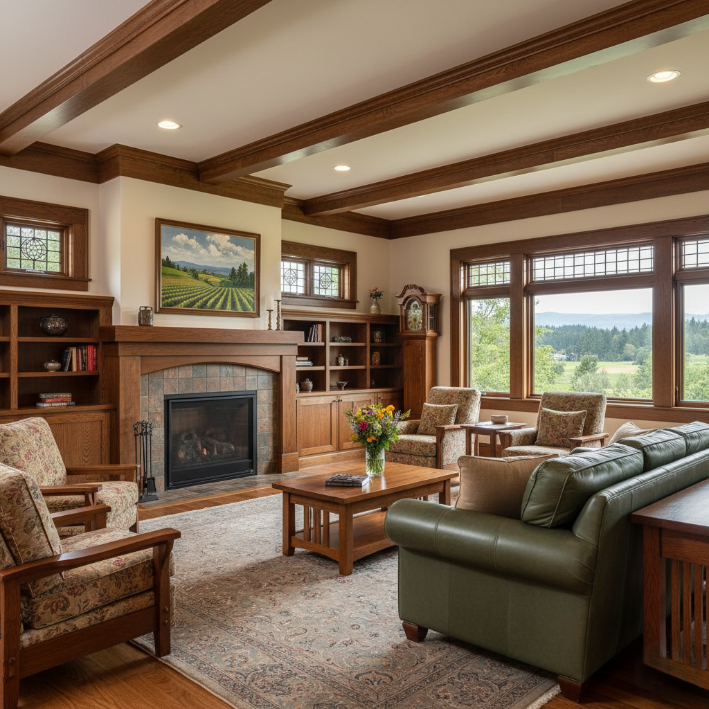 Craftsman style home interior in Willamette Valley