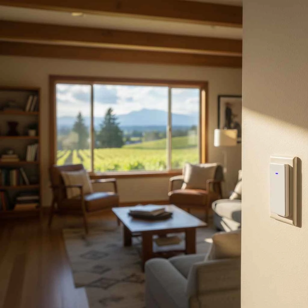 Smart light switch installed on wall