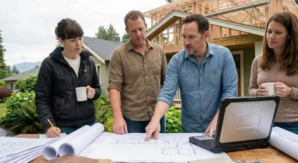 blueprint or design planning meeting