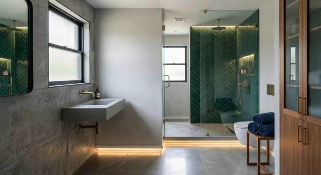 modern small bathroom after renovation