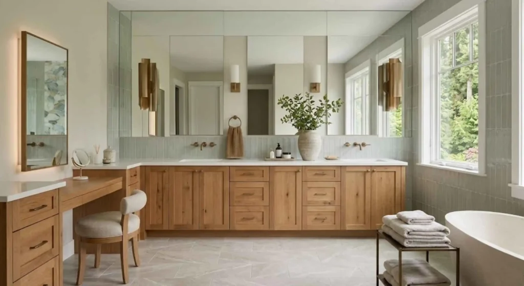 Elegant custom bathroom tile design in an Oregon City home.