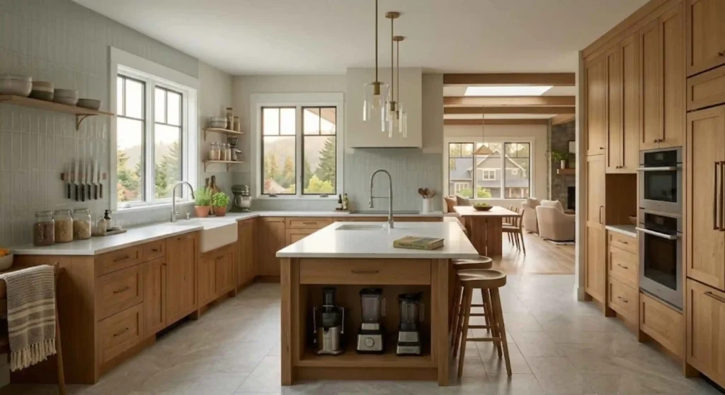 Functional kitchen layout designed for an active lifestyle in Oregon City.