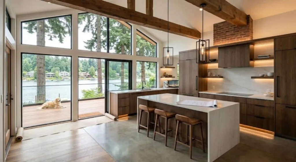 Modern kitchen renovation inside an older Lake Oswego home