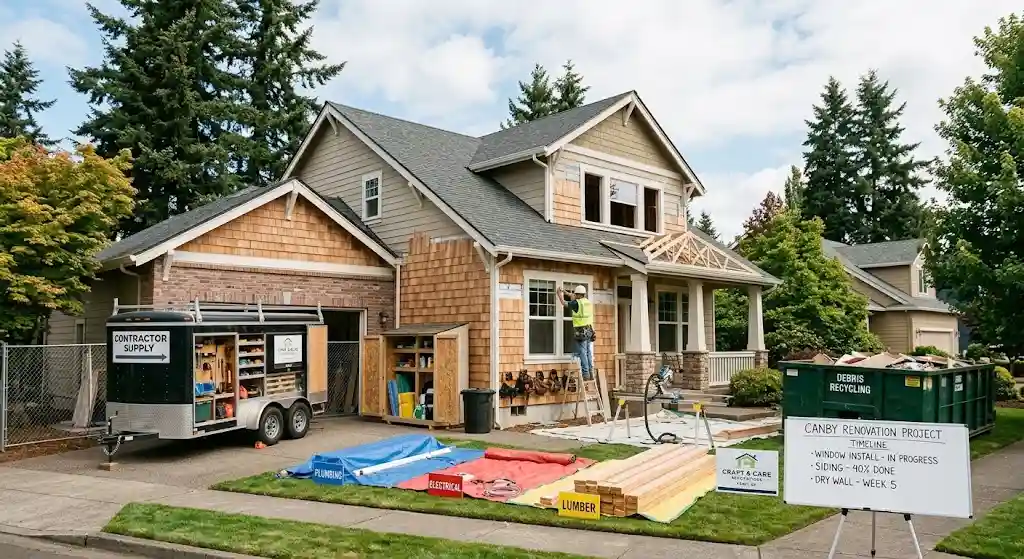Organized home renovation project underway in Canby Oregon